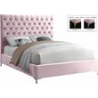 Pemberly Row Modern Solid Wood Tufted Velvet Full Bed in Pink