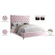 Pemberly Row Modern Solid Wood Tufted Velvet Full Bed in Pink
