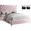 Pemberly Row Modern Solid Wood Tufted Velvet Full Bed in Pink