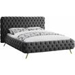 Pemberly Row Modern Solid Wood Tufted Velvet King Bed in Gray