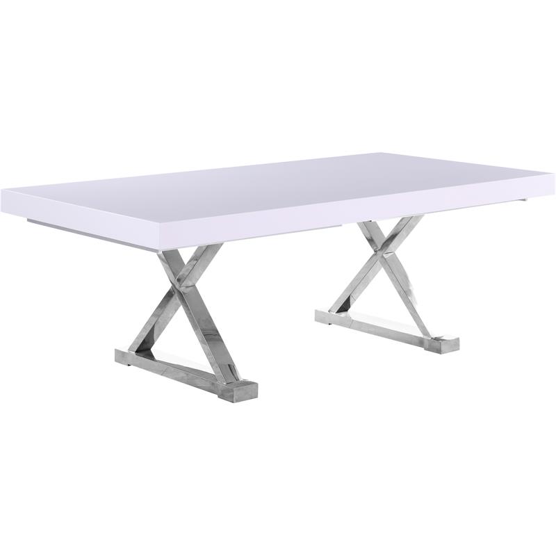 Pemberly Row White Lacquer Top Extendable 2 Leaf Dining Table