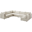 Pemberly Row Contemporary Soft Cream Velvet Modular Sectional