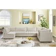 Pemberly Row Contemporary Soft Cream Velvet Modular Sectional