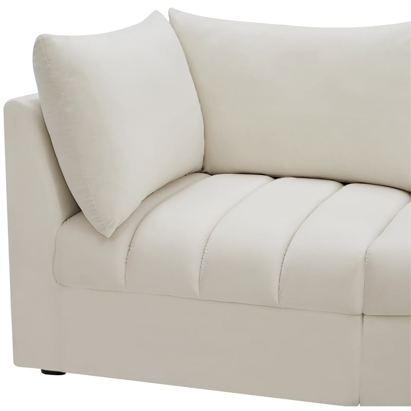 Pemberly Row Contemporary Soft Cream Velvet Modular Sectional