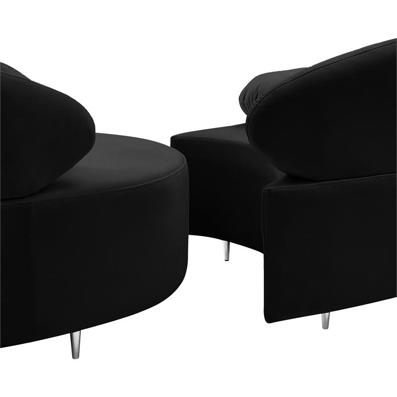Pemberly Row Contemporary Soft Black Velvet 3-Piece Sectional
