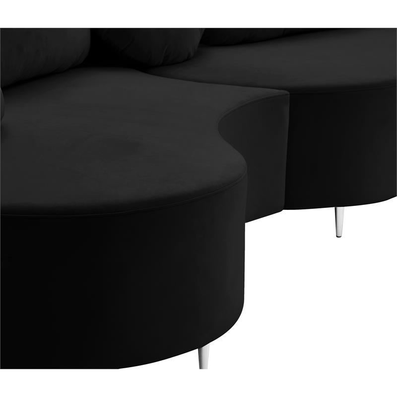 Pemberly Row Contemporary Soft Black Velvet 3-Piece Sectional