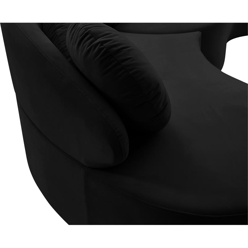 Pemberly Row Contemporary Soft Black Velvet 3-Piece Sectional
