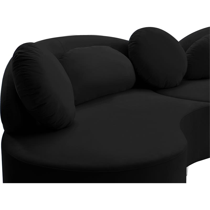 Pemberly Row Contemporary Soft Black Velvet 3-Piece Sectional