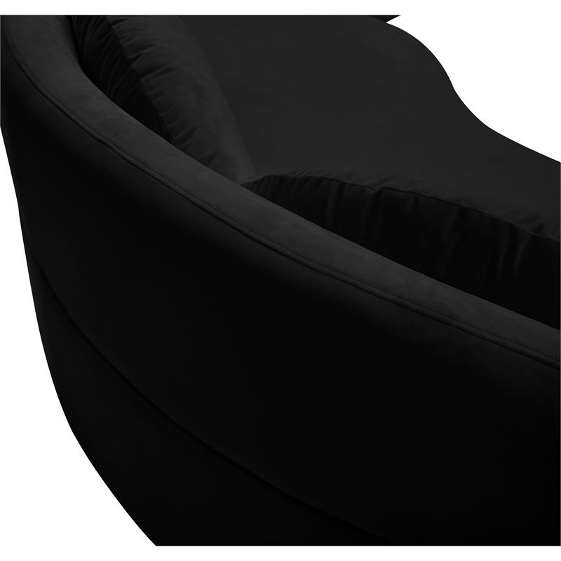 Pemberly Row Contemporary Soft Black Velvet 3-Piece Sectional