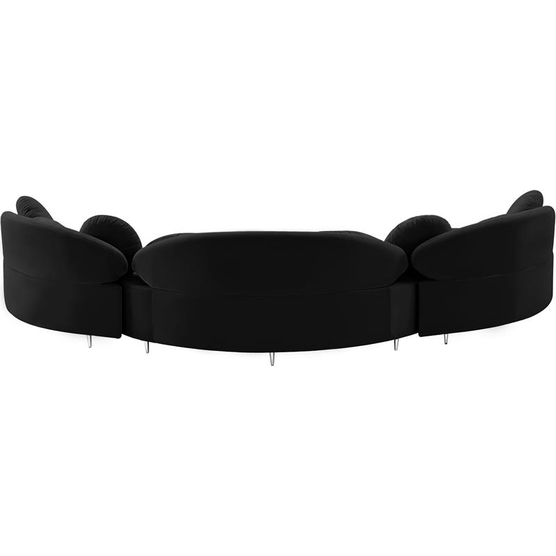 Pemberly Row Contemporary Soft Black Velvet 3-Piece Sectional