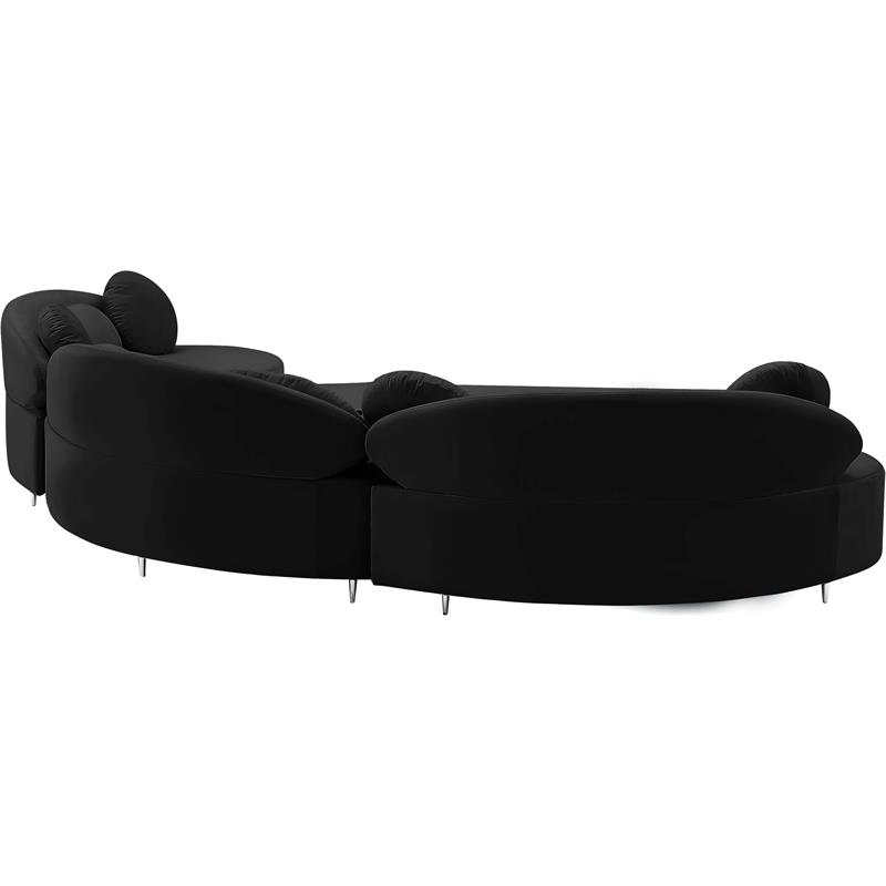 Pemberly Row Contemporary Soft Black Velvet 3-Piece Sectional