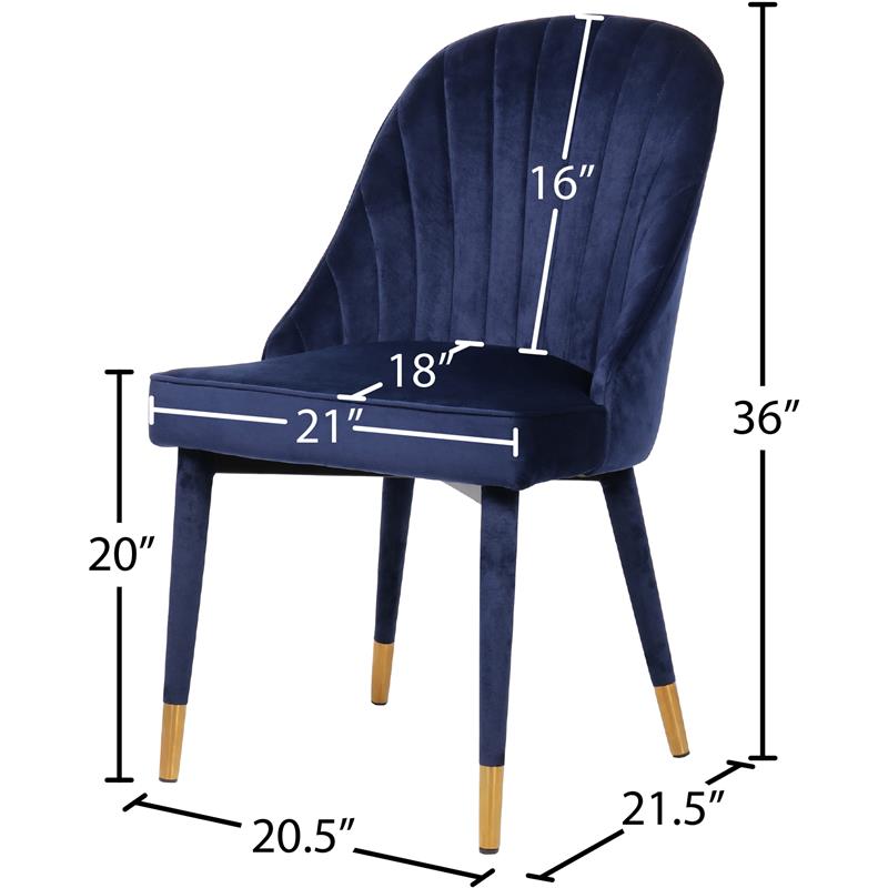 Pemberly Row Contemporary Navy Velvet Dining Chair (Set of 2)