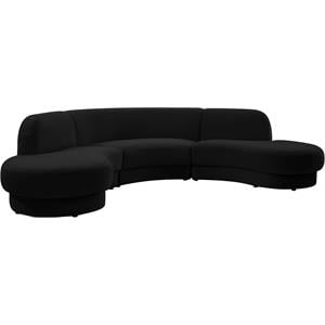 Pemberly Row Contemporary Soft Black Velvet 3-Piece Sectional
