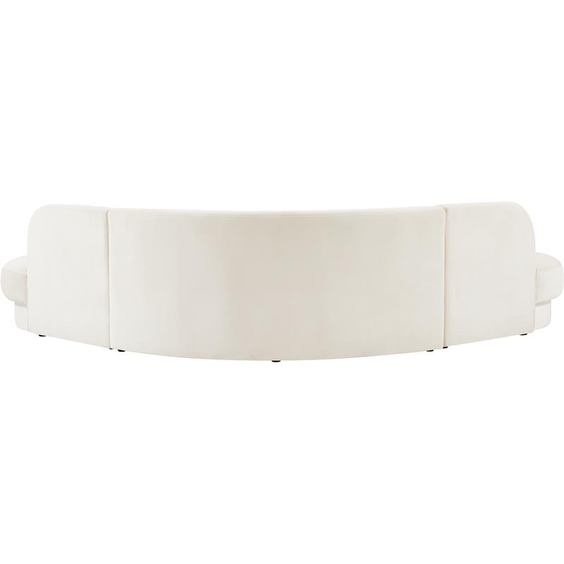 Pemberly Row Contemporary Soft Cream Velvet 3-Piece Sectional