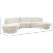 Pemberly Row Contemporary Soft Cream Velvet 3-Piece Sectional
