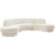 Pemberly Row Contemporary Soft Cream Velvet 3-Piece Sectional