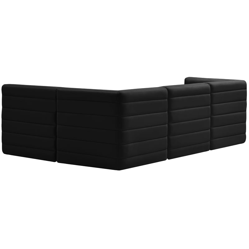 Pemberly Row Contemporary Soft Black Velvet Modular Sectional