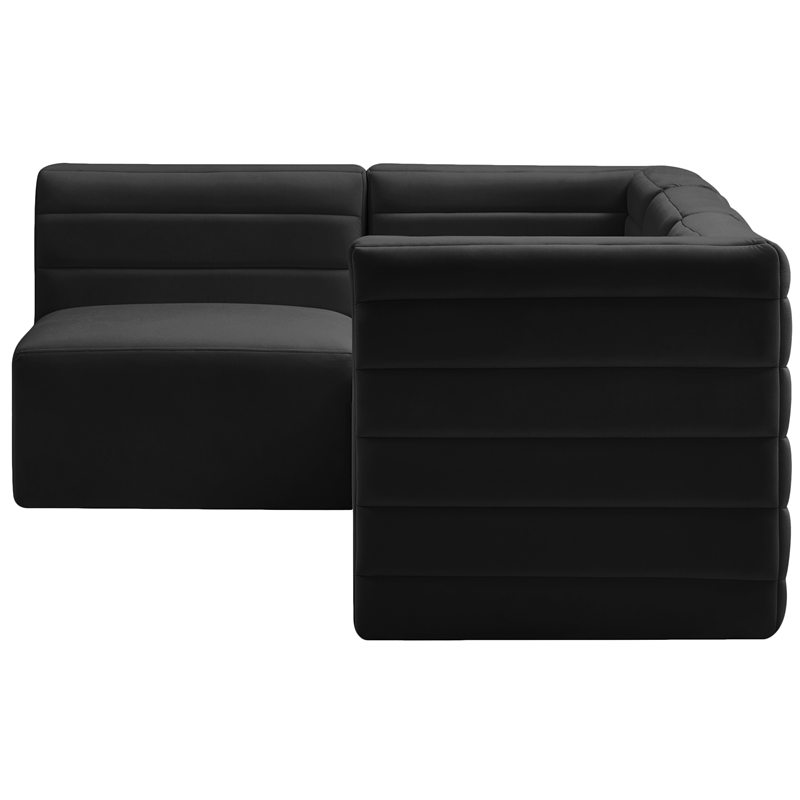 Pemberly Row Contemporary Soft Black Velvet Modular Sectional
