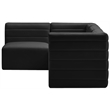 Pemberly Row Contemporary Soft Black Velvet Modular Sectional