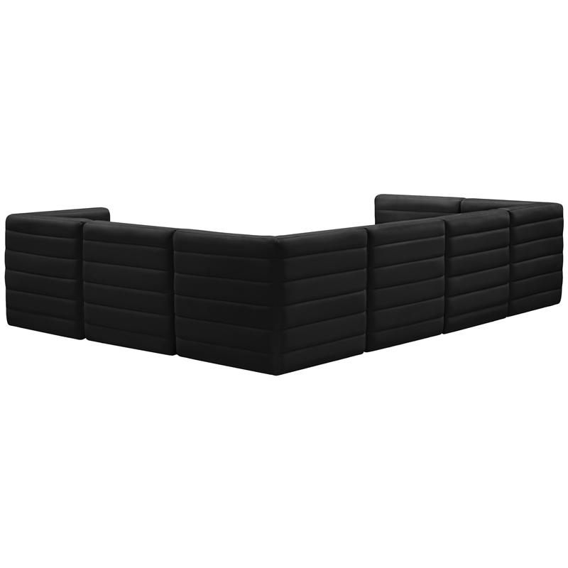 Pemberly Row Contemporary Soft Black Velvet Modular Sectional