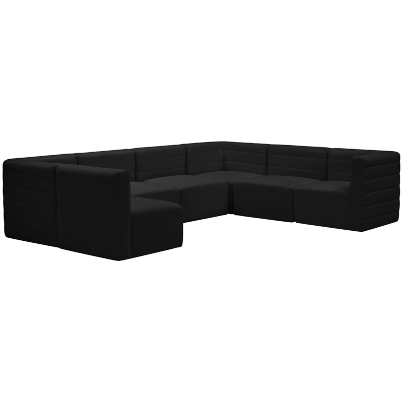 Pemberly Row Contemporary Soft Black Velvet Modular Sectional