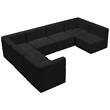 Pemberly Row Contemporary Soft Black Velvet Modular Sectional