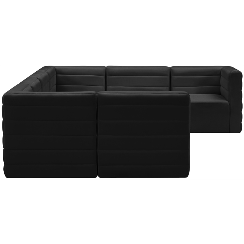 Pemberly Row Contemporary Soft Black Velvet Modular Sectional