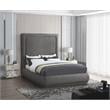 Pemberly Row Mid-Century Gray Linen Textured Fabric Queen Bed