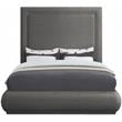 Pemberly Row Mid-Century Gray Linen Textured Fabric Queen Bed