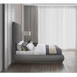 Pemberly Row Mid-Century Gray Linen Textured Fabric Queen Bed