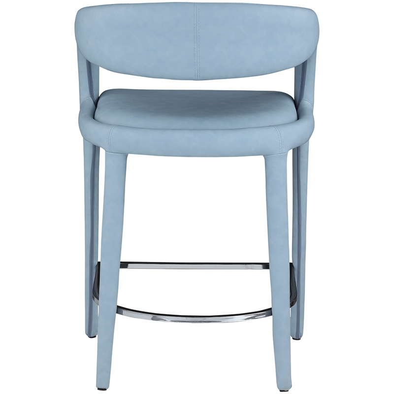 Pemberly Row Contemporary Soft Light Blue Vegan Leather Stool