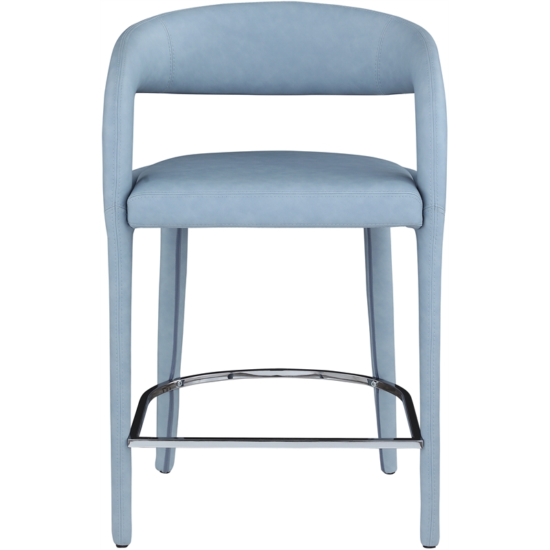 Pemberly Row Contemporary Soft Light Blue Vegan Leather Stool