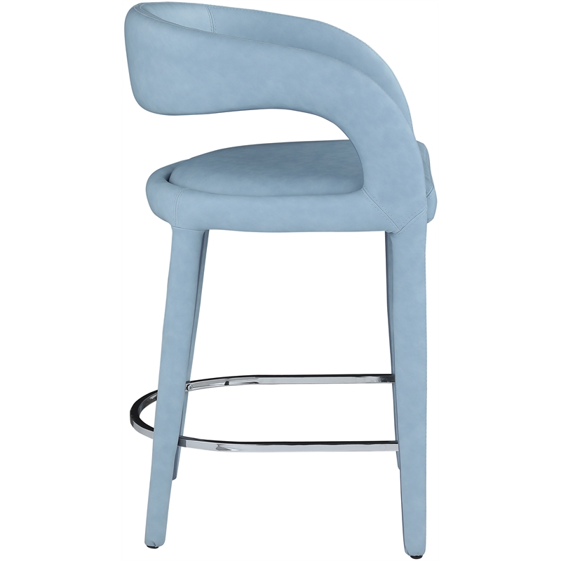 Pemberly Row Contemporary Soft Light Blue Vegan Leather Stool