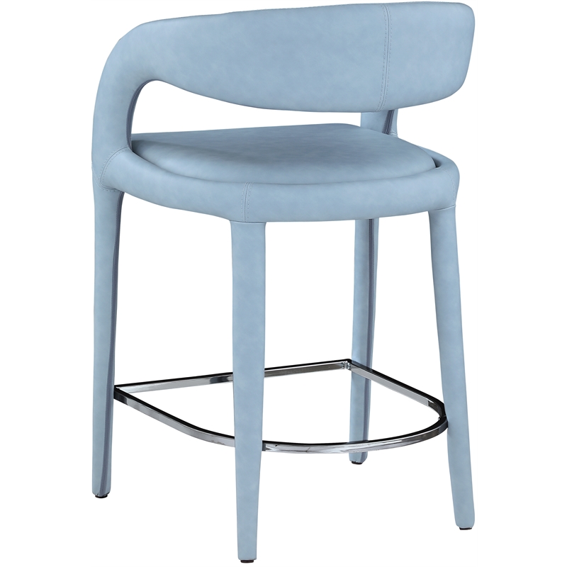 Pemberly Row Contemporary Soft Light Blue Vegan Leather Stool