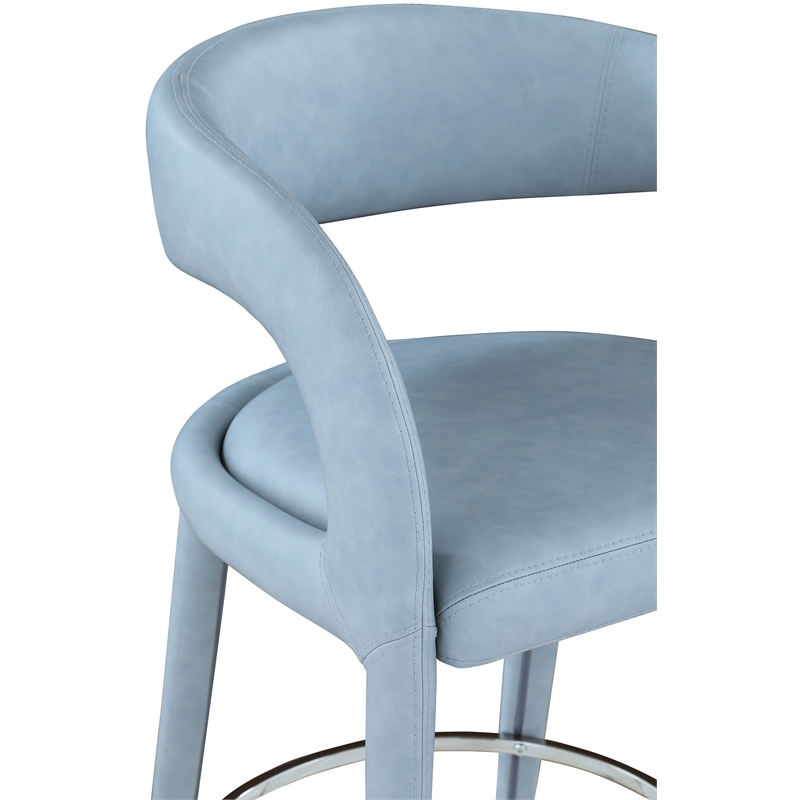 Pemberly Row Contemporary Soft Light Blue Vegan Leather Stool
