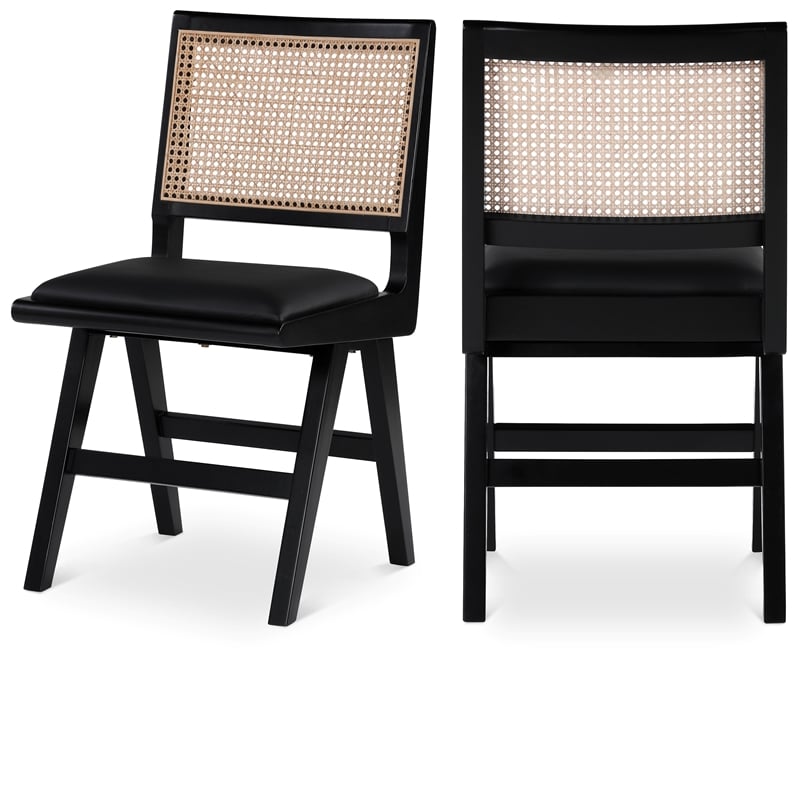 Pemberly Row Black Vegan Leather Dining Side Chair (Set of 2)
