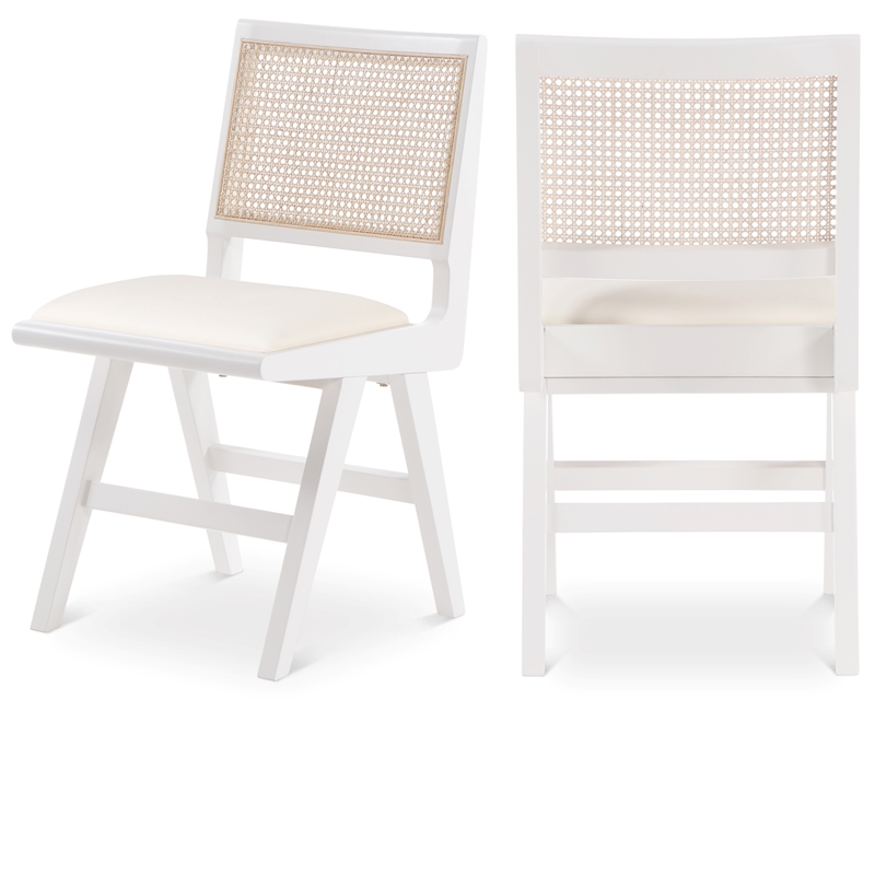 Pemberly Row White Vegan Leather Dining Side Chair (Set of 2)