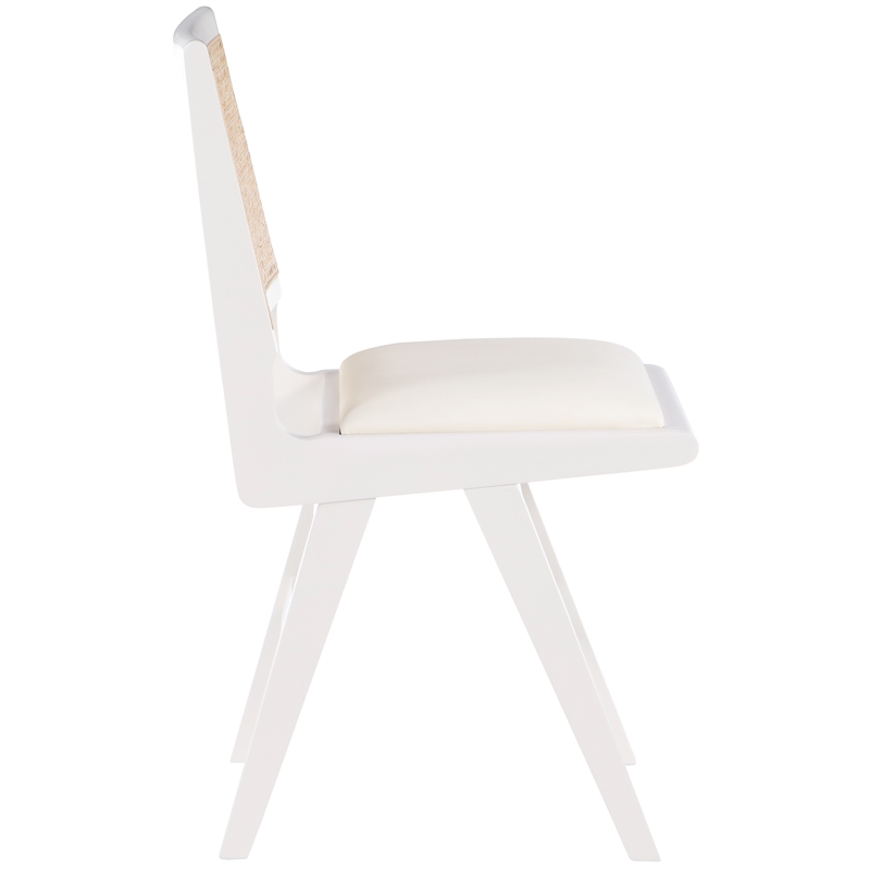 Pemberly Row White Vegan Leather Dining Side Chair (Set of 2)