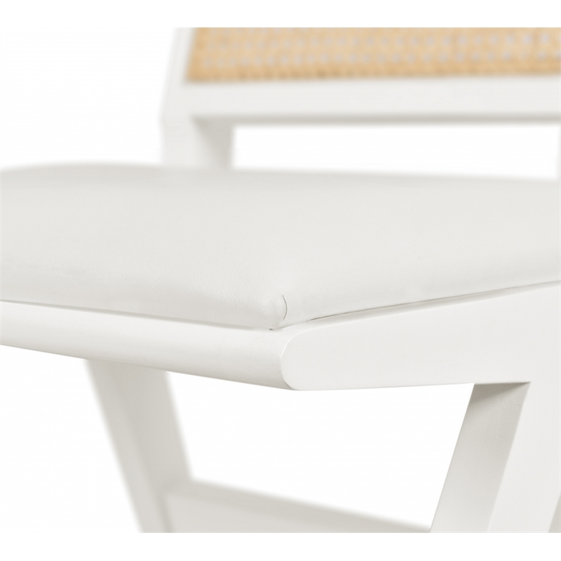 Pemberly Row White Vegan Leather Dining Side Chair (Set of 2)