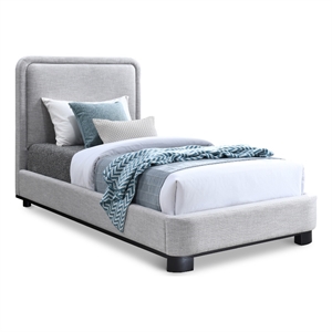 Pemberly Row Contemporary Gray Linen Textured Fabric Twin Bed