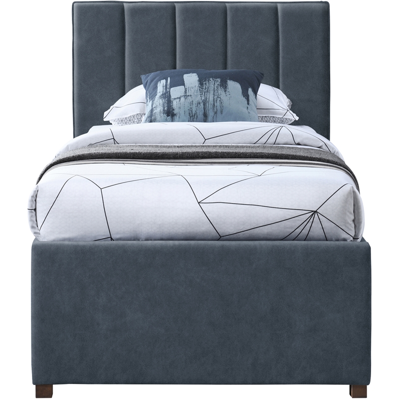 Pemberly Row Contemporary Navy Vegan Leather Twin Trundle Bed
