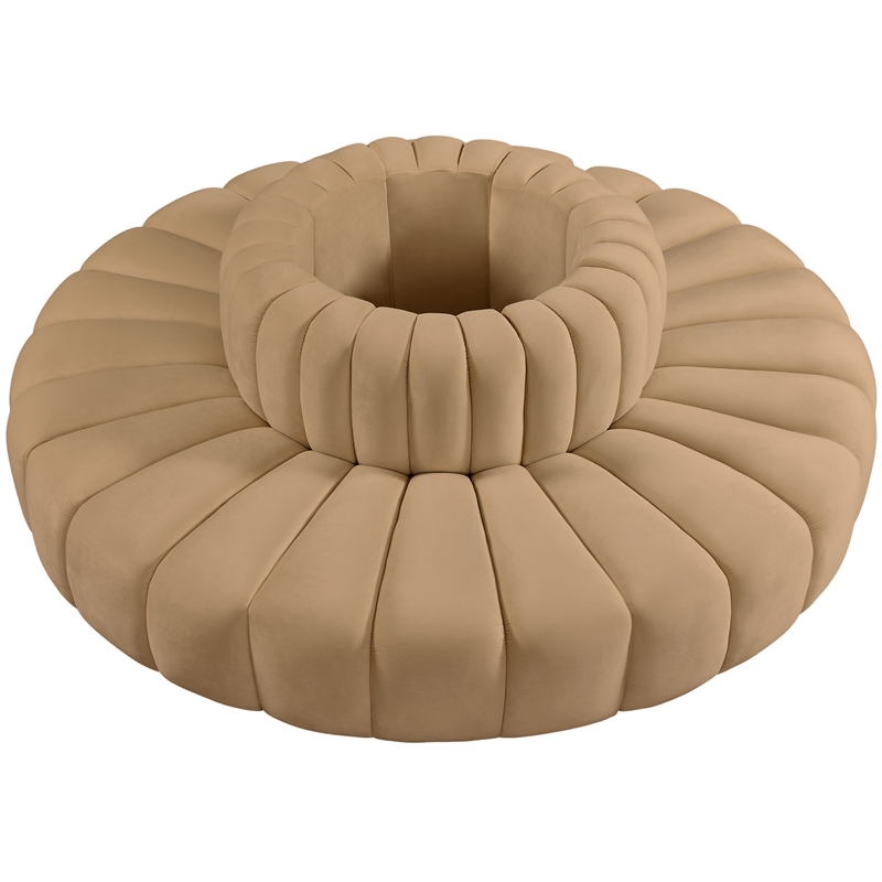 Pemberly Row Contemporary Soft Camel Velvet Modular Sectional