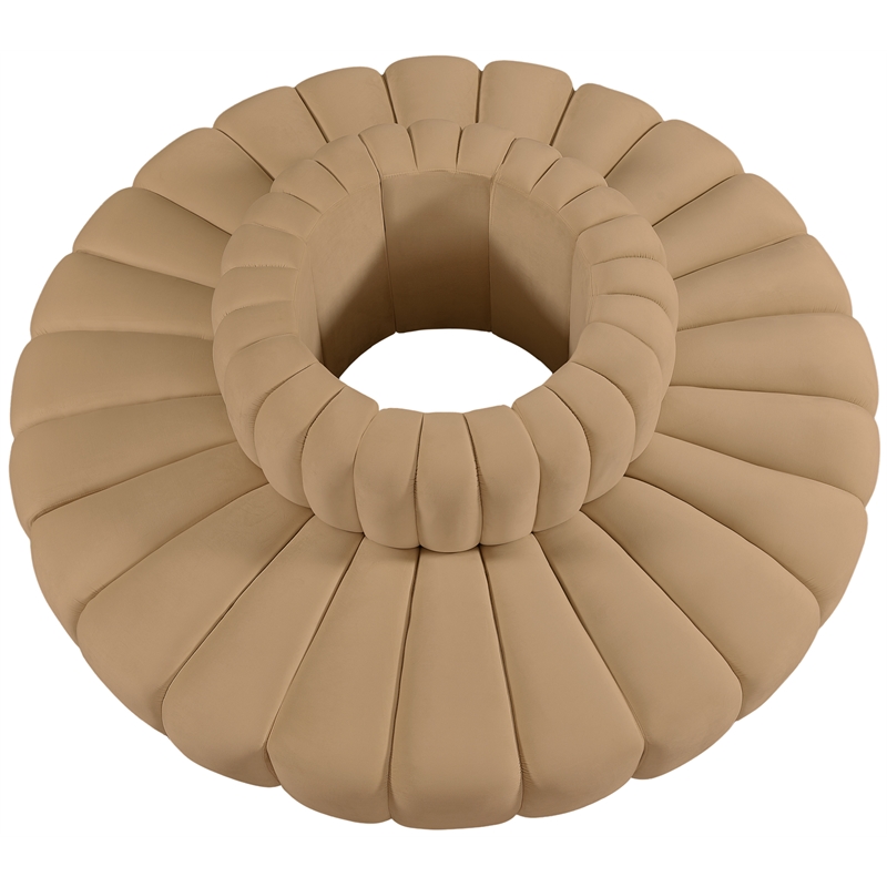 Pemberly Row Contemporary Soft Camel Velvet Modular Sectional