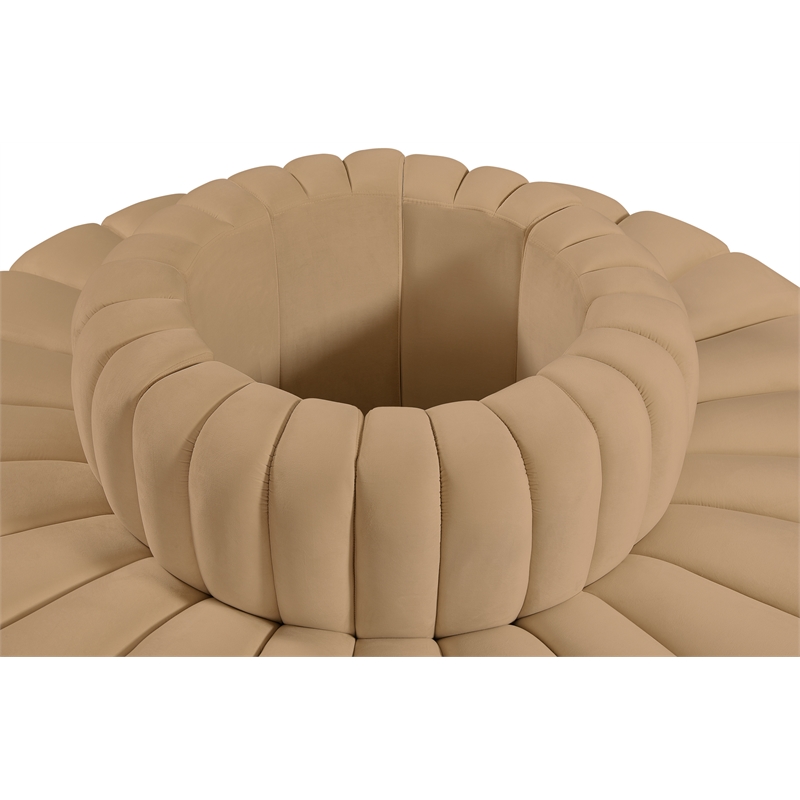 Pemberly Row Contemporary Soft Camel Velvet Modular Sectional