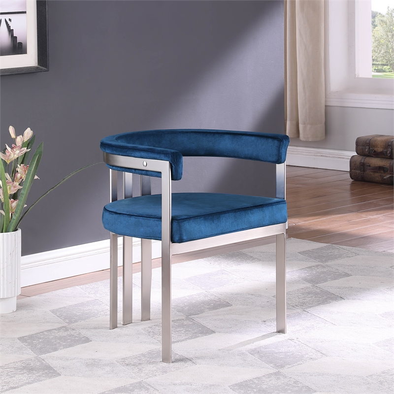 Pemberly Row Contemporary Navy Velvet Dining Chair (Set of 2)