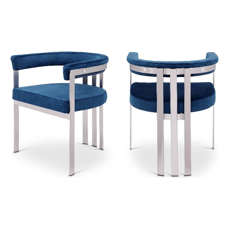 Pemberly Row Contemporary Navy Velvet Dining Chair (Set of 2)