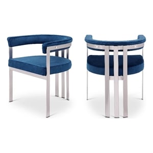 Pemberly Row Contemporary Navy Velvet Dining Chair (Set of 2)