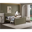 Pemberly Row Contemporary Olive Green Boucle Fabric Queen Bed