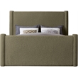 Pemberly Row Contemporary Olive Green Boucle Fabric Queen Bed