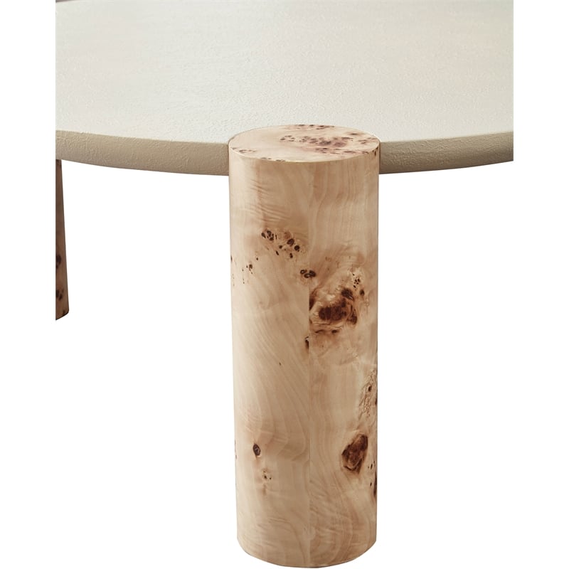 Pemberly Row Contemporary Burl Wood and White Resin End Table